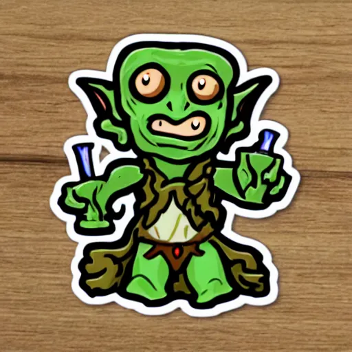 Prompt: cute d & d goblin druid character sticker