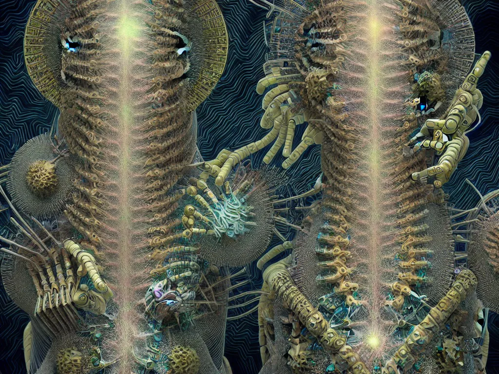 Image similar to highly detailed photo of robot dream fractal, trending on deviantart, neo surrealism, sharp focus, a lot of little details, octane, masterpiece, art by ernst haeckel