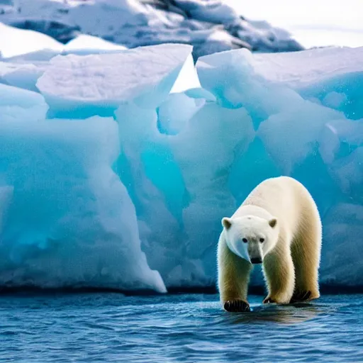 Prompt: polar bear surfing, iceberg in background, ultra realistic, award winning dslr photography, global illumination, radiant lighting