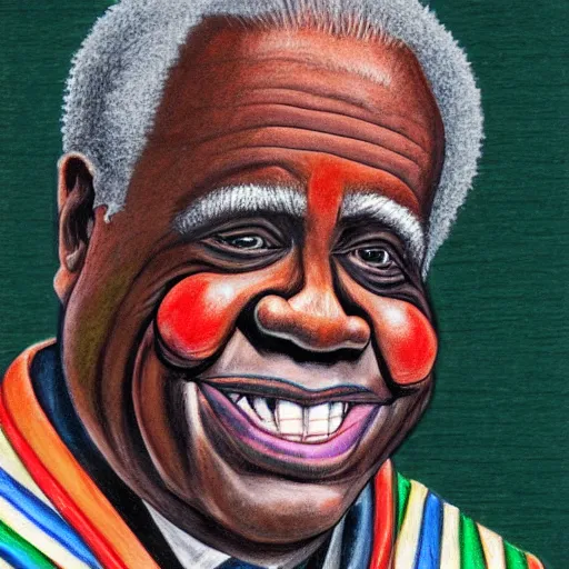 Prompt: justice clarence thomas as a sad crying clown, color pencil portrait