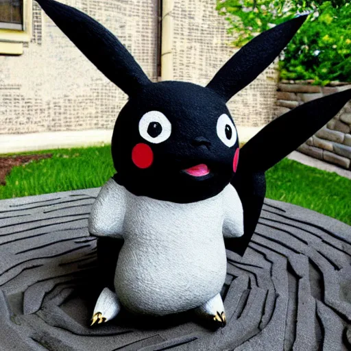 Prompt: Pikachu Sculpture made out of coal