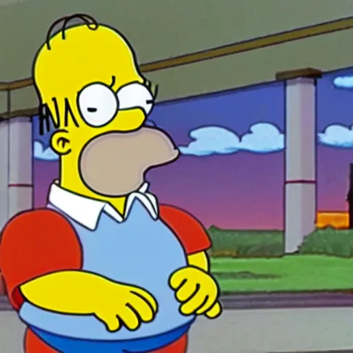 Prompt: a still of homer simpson in pokemon ( 1 9 9 7 )