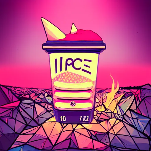 Image similar to a ice cream, epic retrowave art, trending on art station