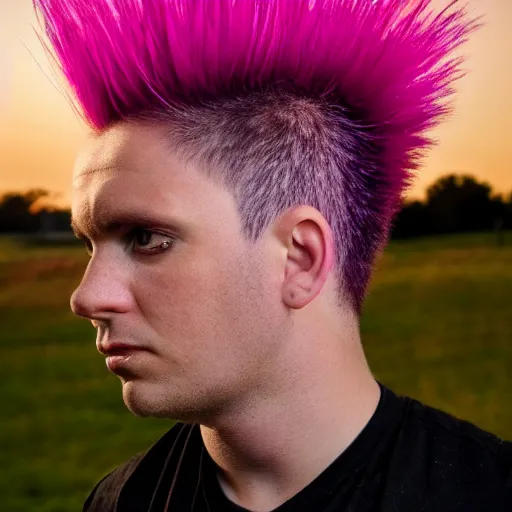 Prompt: Punk Rocker with Pink spiked hair standing under Stars
