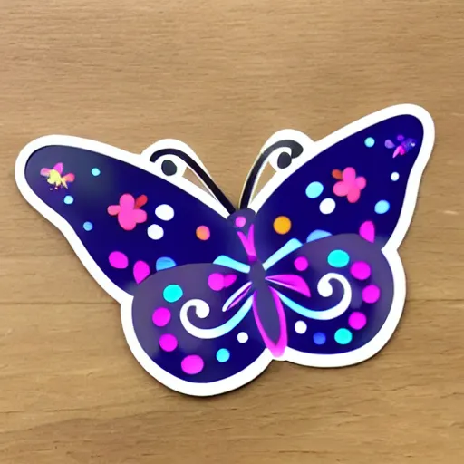 Prompt: sticker butterfly is smiling