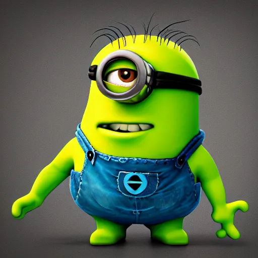 Image similar to A minion that looks like Shrek, highly detailed, digital art, 4K