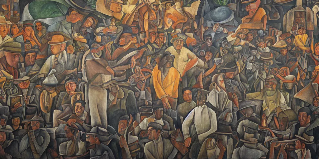 Image similar to diego rivera mural, detailed, 4k