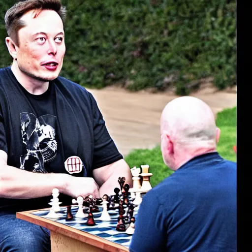 Image similar to elon musk playing chess with mickey mouse