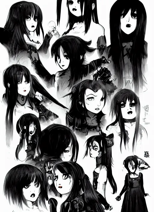 Prompt: a dark picture comic featuring blood horror and goth anime girls, anime vampires, evil horror vibes