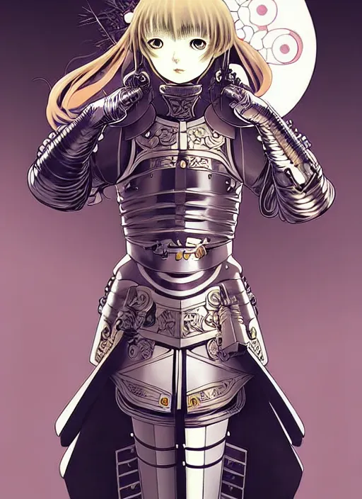 Prompt: katsuhiro otomo, ilya kuvshinov anime female knight in ornate armor, last exile, murata range, fine detail, perfect, dramatic lighting, dynamic composition, art deco, cel shading, vivid, rich texture, alphonse mucha, ( ( ( colorful ) ) ), ( ( ( yoshinari yoh ) ) ),