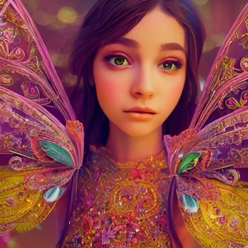 Image similar to portrait of fairy princess, beautiful, attractive, glowing, ornate and intricate, jaw dropping, dynamic lighting, colorful, fairy tale, intricate and detailed, 4 k octane render