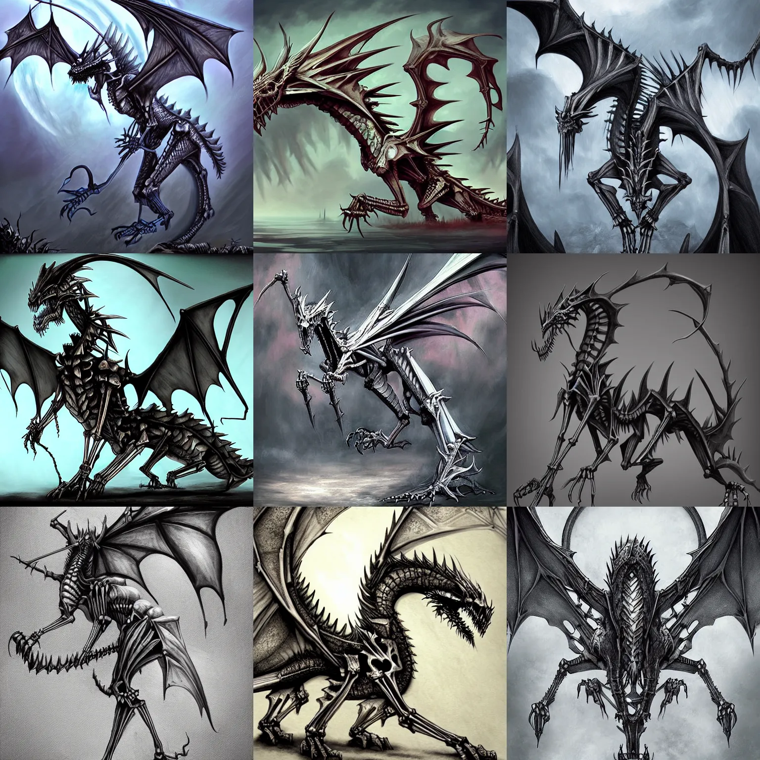 Prompt: a skeletal dragon, fantasy art