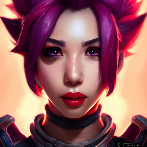 Image similar to portrait of Vi from League of Legends, by Fortiche Studio, by Riot Games, from Netflix's Arcane, trending on artstation,fine details, realistic shaded, fine-face, painted texture, pretty face, Character Portrait, Digital Art, Highly Detailed