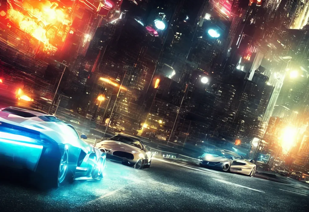 Prompt: need for speed : 2 0 4 7, futuristic racing video game cover