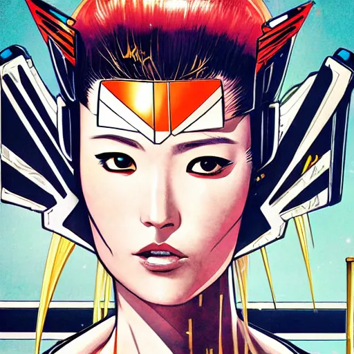 Image similar to portrait of a japanese female android, by MARVEL comics and Sandra Chevrier