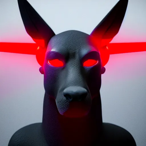 Prompt: portrait of a fierce anubis with red glowing eyes, octane render, unreal engine, hyper realistic, digital art, unreal engine