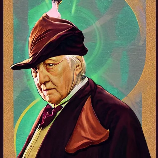 Image similar to dumbledore as art deco, painting