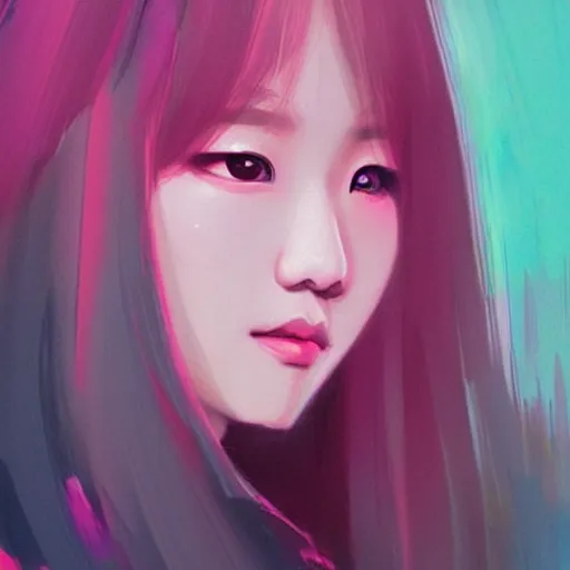 Image similar to “ a portrait of korean singer from blackpink, rainy background, pink bright art masterpiece artstation. 8 k, sharp high quality artwork in style of jose daniel cabrera pena and greg rutkowski, concept art by tooth wu, hearthstone card game artwork. ”