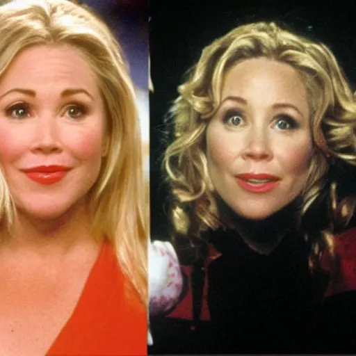 Image similar to an apple wearing christina applegate's face