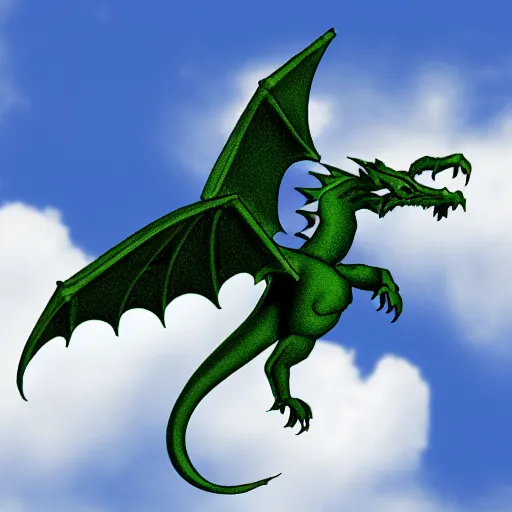 Prompt: a soaring dragon high in the sky