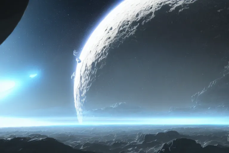 Image similar to beautiful sci fi planet, space, concept art trending on artstation, volumetric lighting, 8k