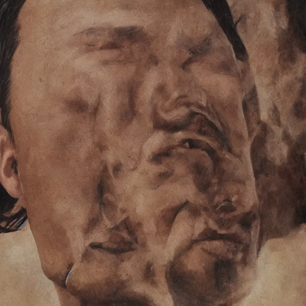 Prompt: ancient mongolian elon musk, close up, cinematic, painting oil on canvas