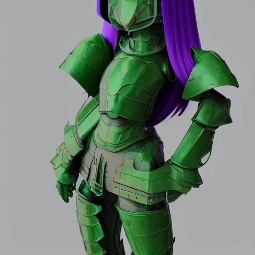Prompt: cute fumo plush of an armored knight girl of a royal legion, green and purple, monster girl, vray
