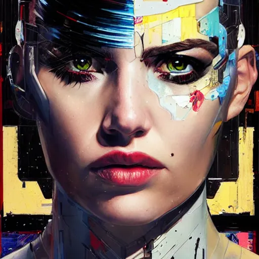 Image similar to portrait of a female android, by MARVEL comics and Sandra Chevrier, 4k