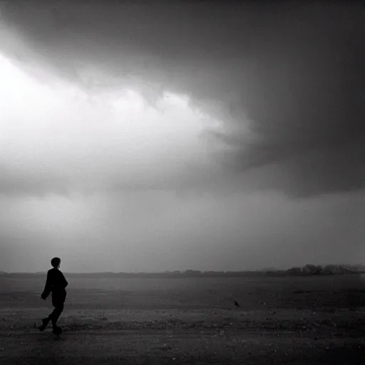 Image similar to a man running into the storm by Trent Parke, clean, detailed, Magnum photos