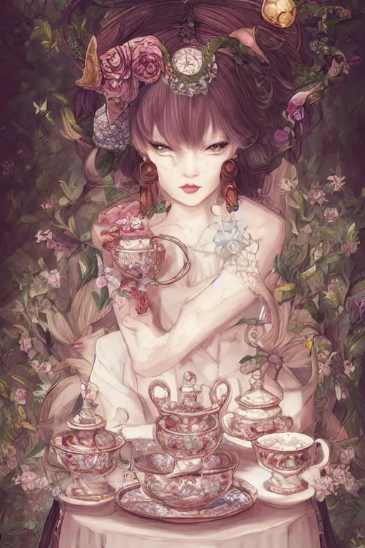 Prompt: Ryu at a Tea Party, cute, fantasy, intricate, elegant, highly detailed, digital painting, 4k, HDR, concept art, smooth, sharp focus, illustration, art by sakimichan