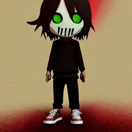 Image similar to low polygon jeff the killer, isometric, ultra hd, octane render, on a white background