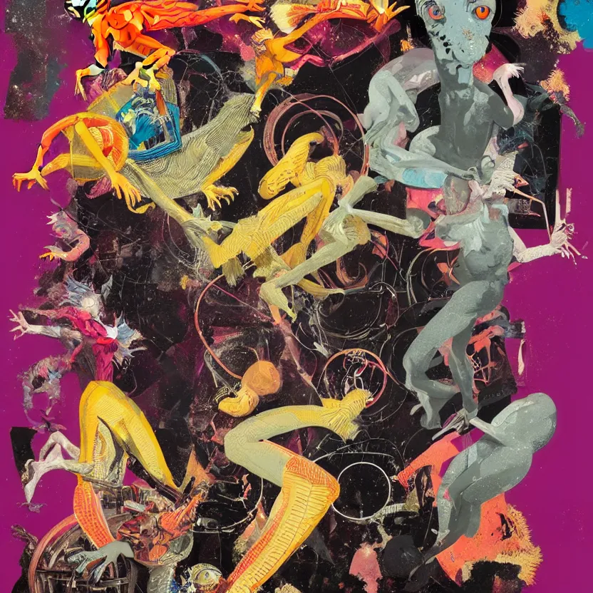 Image similar to abiogenesis, cover artwork by genieve figgis and francis bacon and Jenny seville and frank stella, midnight hour, part by adrian ghenie, part by jeffrey smith, part by josan gonzales, part by norman rockwell, part by phil hale, part by kim dorland, artstation, highly detailed