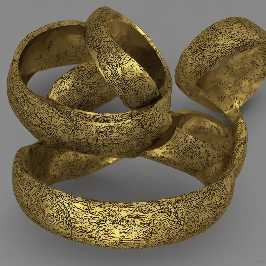 Image similar to the ring from lord if the rings with an imprinted ruler, cm scale imprinted on the inside of the ring, one ring to rule them all, highly detailed, 8 k, trending on artstation, mystic, rpg artwork