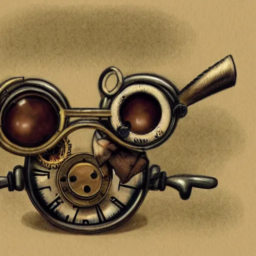 Image similar to a rat with steampunk googles, by Qian Xuan