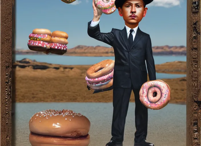 Image similar to a fbi agent made of donuts, lowbrow, matte painting, 3 - d highly detailed, in the style of mark ryden,