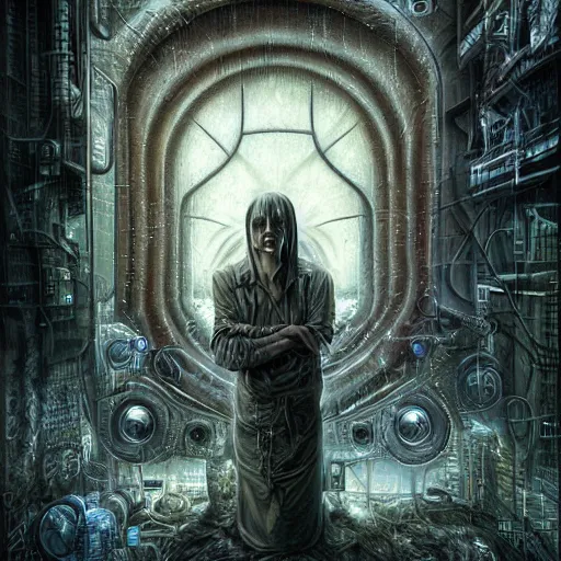 Prompt: Ghost in the machine by Tomasz Alen Kopera, cyberpunk, masterpiece