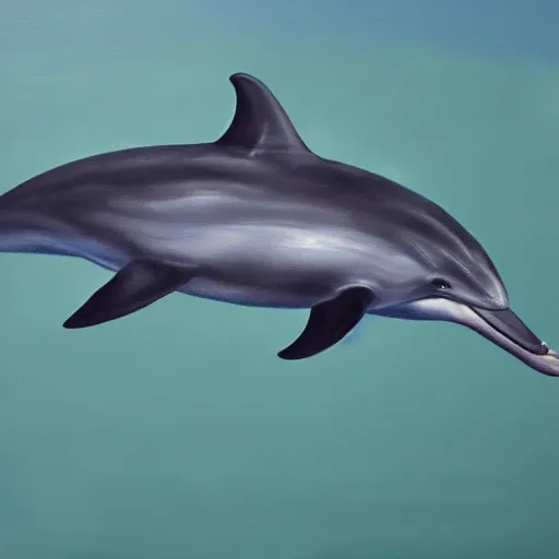 Image similar to a hyperrealistic painting of a bottlenose dolphin