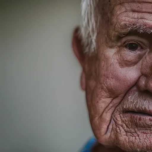 Image similar to portrait of an elderly man with a giant head and small body, canon eos r 3, f / 1. 4, iso 2 0 0, 1 / 1 6 0 s, 8 k, raw, unedited, symmetrical balance, in - frame