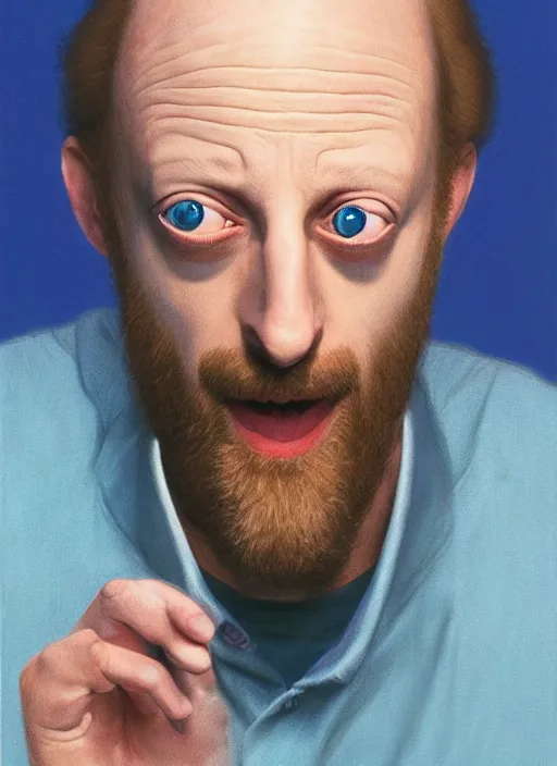 Prompt: portrait of Chris Elliott in Get a Life (1990), highly detailed, centered, solid color background, digital painting, artstation, concept art, smooth, sharp focus, illustration, Jason Edmiston, donato giancola, Joseph Christian Leyendecker, Les Edwards, Ed Repka, WLOP, Artgerm