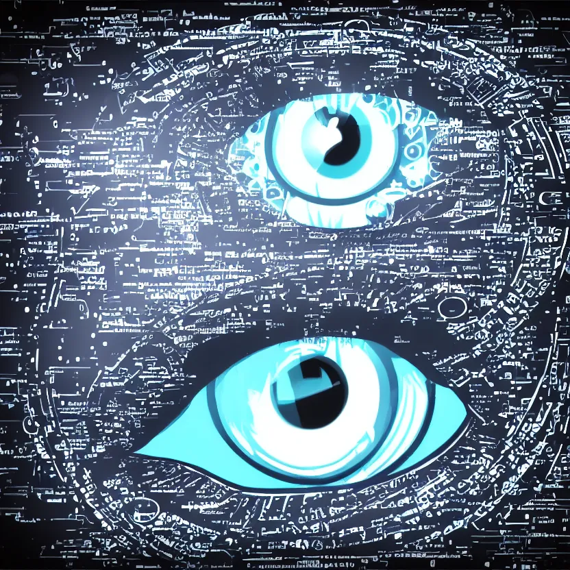 Image similar to cybernetic eye, drawn business logo