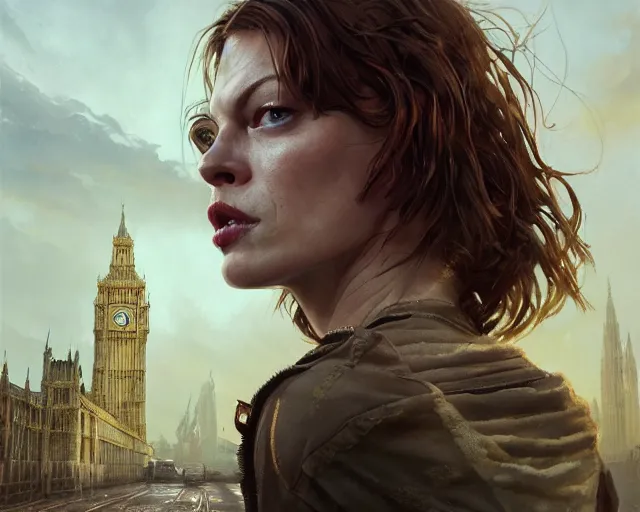 Prompt: highly detailed portrait of milla jovovich, in 2 8 days later, stephen bliss, unreal engine, fantasy art by greg rutkowski, loish, rhads, ferdinand knab, makoto shinkai and lois van baarle, ilya kuvshinov, rossdraws, tom bagshaw, global illumination, radiant light, detailed and intricate environment