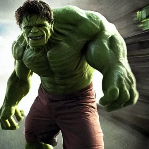 Image similar to tom holland as the hulk