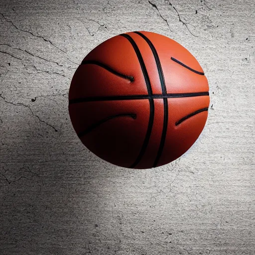 Image similar to studio photo of a floating a leather basketball, hyper realistic, 8 k