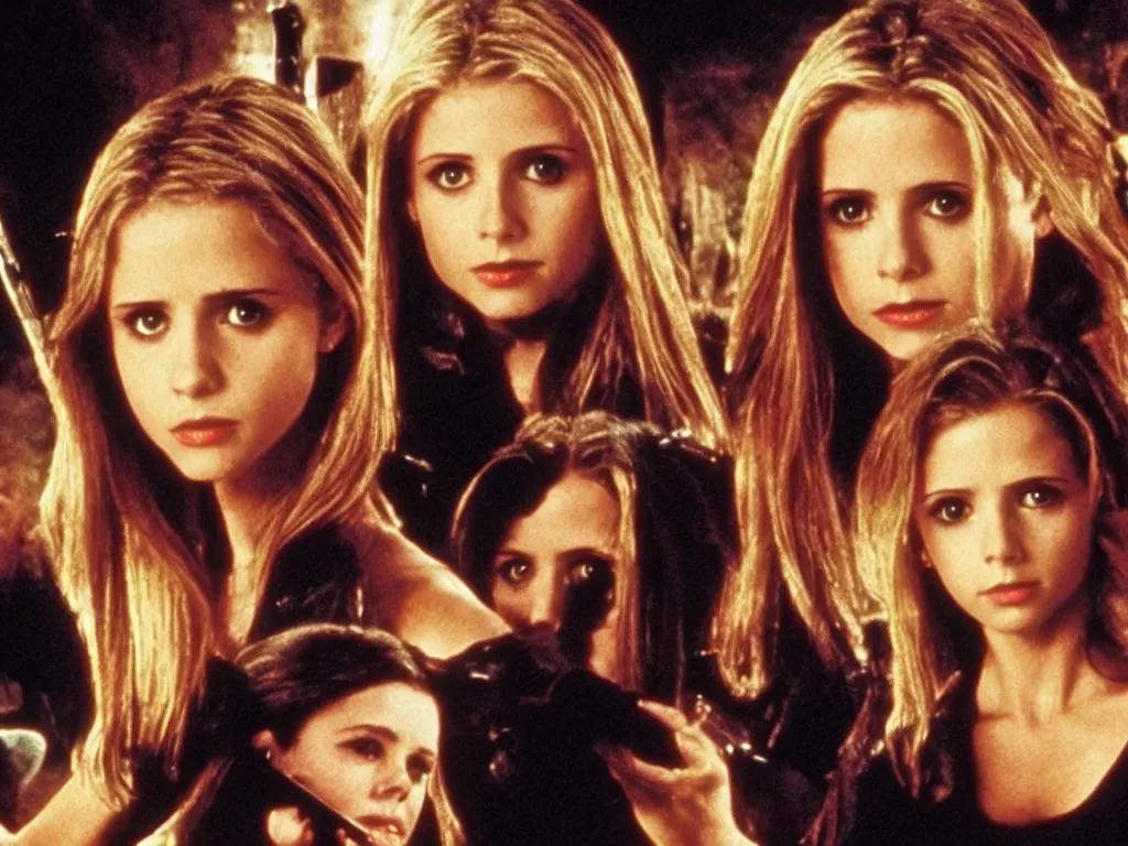 Image similar to Buffy the Vampire Slayer fighting vampires