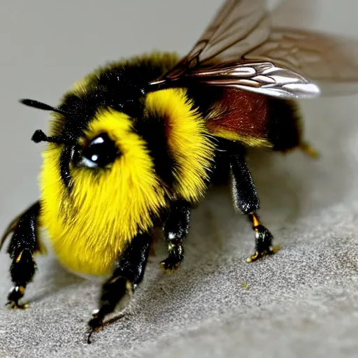 Prompt: imagine if bumblebees had little people faces, bumblebee guy