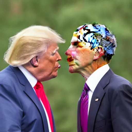 Image similar to obama kissing donald trump, 4k photo, detailed, closeup