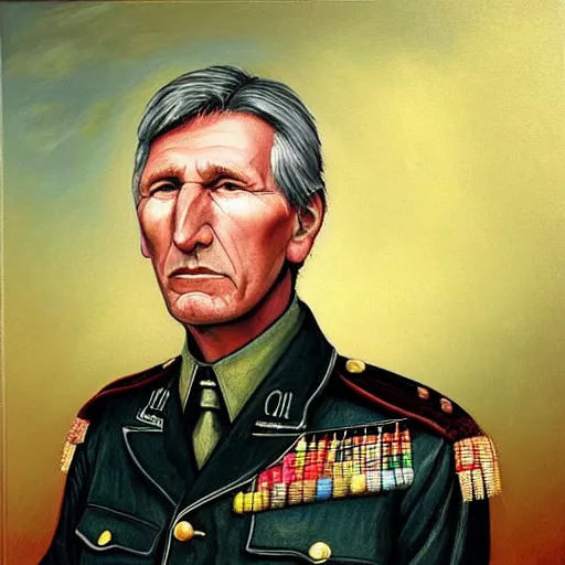 Image similar to “Oil painting of Roger Waters as a World War 1 general, 4k”