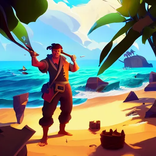 Image similar to painting treasure on sea of thieves game smooth median photoshop filter cutout vector, behance hd by jesper ejsing, by rhads, makoto shinkai and lois van baarle, ilya kuvshinov, rossdraws global illumination