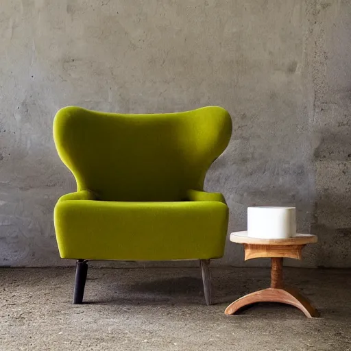 Image similar to an armchair in the shape of an avocado