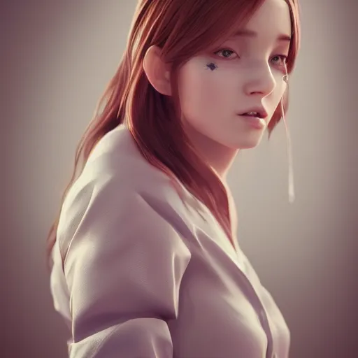 Prompt: beautiful girl in pajama, portrait character concept style trending on artstation concept art detailed octane render cinematic photo - realistic 8 k high detailed